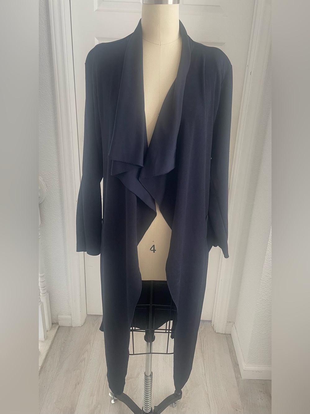 Boohoo Navy belted long cardigan with Pink Label